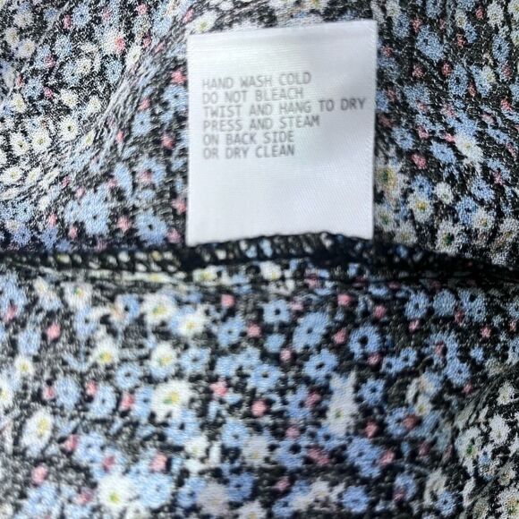 RACHEL ZOE DITSY FLORAL MINI SKIRT SMOCKED WAIST NAVY BLUE YELLOW BLACK SIZE M - Picture 6 of 9